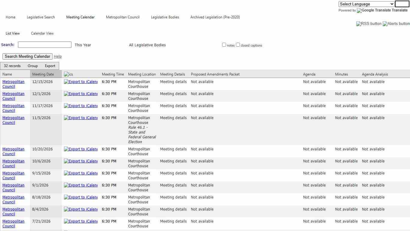 Metropolitan Nashville and Davidson County, TN - Meeting Calendar